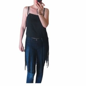 Revolve Line and Dot crop top long motion fringes Y2K style black size Large